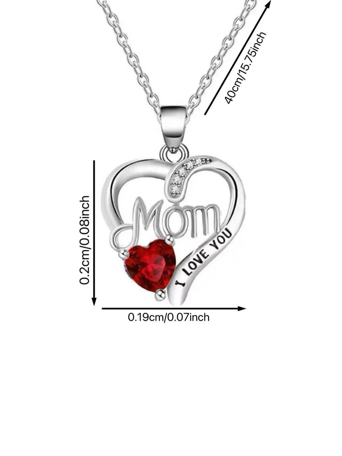 Mother's Day Gift Set, Heart-Shaped Ruby Necklace, Rose Flower Pendant, Elegant Jewelry Box, Express Love to Mom, Perfect Mother's Day Present