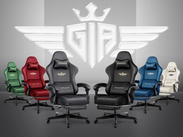 GTPLAYER Gaming Chair Fabric with Pocket Spring Cushion, Big and Tall Gaming Chair, 350LBS High Back Computer Chair with Footrest,Springtok Ergonomic
