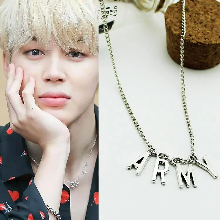 Simple Alphabet ARMY Letter Chain & Link Necklaces - Korean Jewelry for Female, Male Casual Fashion Costume Accessories