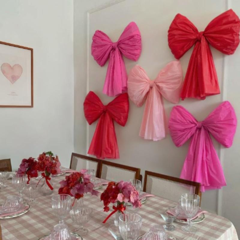 Valentine's Day DIY Decoration Set, Giant Wall Bow Decorations, Hanging Butterfly Knots for Home, Bedroom, Kitchen, Party, Office, Home Decor Ornaments