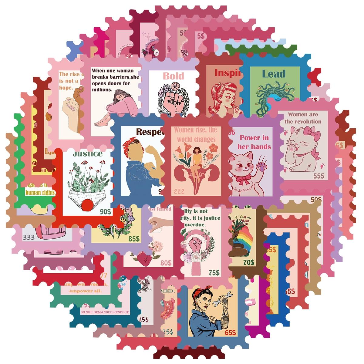 50pcs Inspirational Feminist Stickers, Sticker Packs, Women's Lib, Girl Power, Equal Rights Vinyl Stickers for Water Bottles, Laptops, Luggage