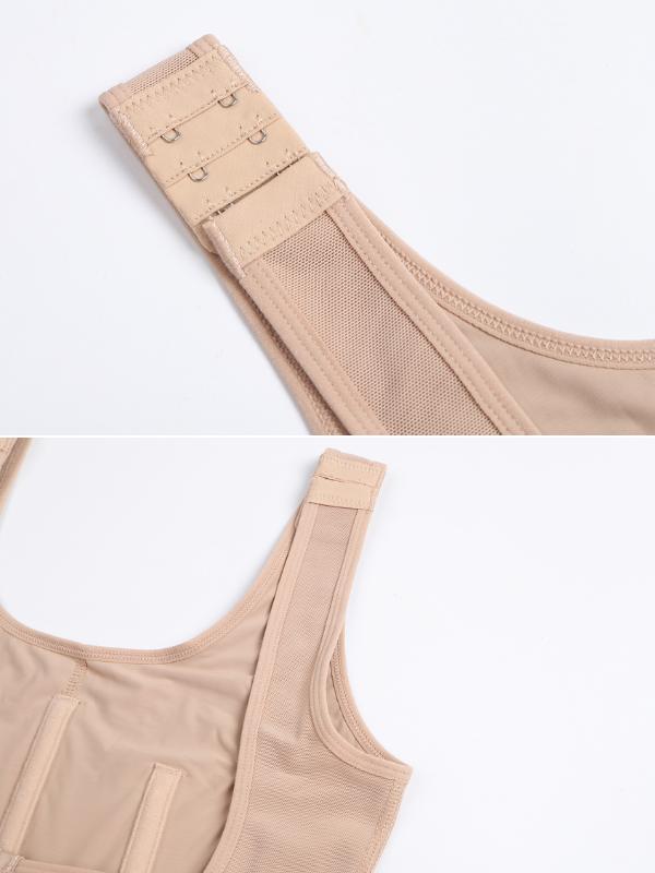 SHAPESHE 2-Layer Mid Thigh Shapewear for Women Hourglass Bodysuits Garments with Front Zipper Crotch