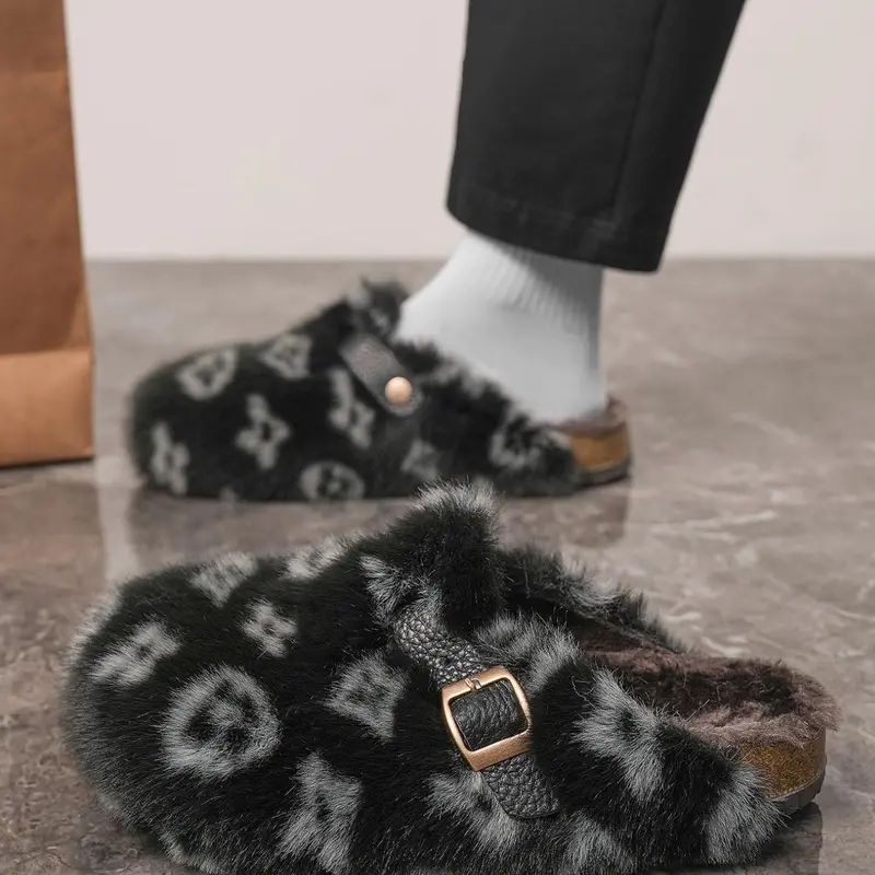 Unisex High-Quality Furry Slippers, Fashion Slippers, Non-Slip Warm Outdoor Shoes, Tie-Dye Design, Elegant Wide Fit, Perfect Gift for Her, Cozy Winter Footwear