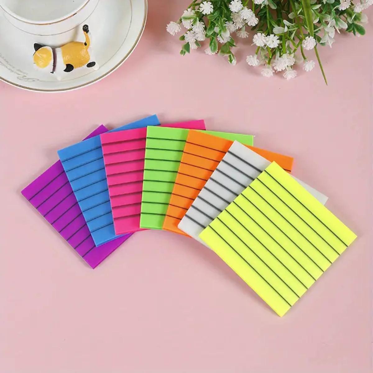 Multicolor Sticky Note, 7 Counts/set Semi-transparent Sticky Note Pads, Note Taking Portable Lined Sticky Memo Pads for Office & School Students, Office Girl Supplies, Summer Gift, Desk Office Accessories, School Supplies, Self Adhesive Stickers