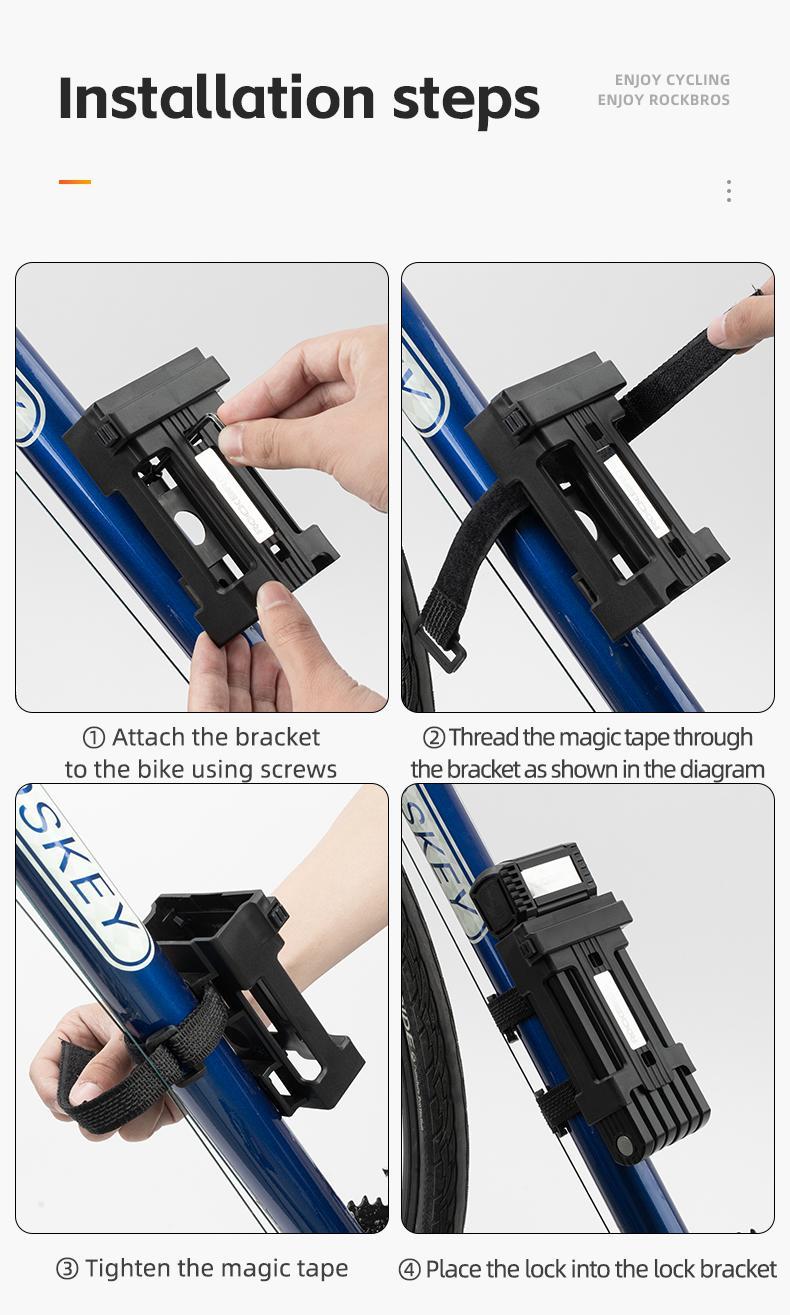 ROCKBROS Anti-Theft Folding Bike Lock,Bold Diameter 0.7cm,High-Strength ABS Material,Portable Folding Key Lock Bicycle Motorcycle Electric Vehicle