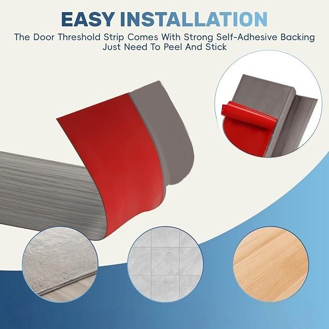 Height 20Mm~23Mm Self-Adhesive Threshold Ramp Carpet Edges Strip, Door Edges Decorative Strip, Self-Adhesive Pvc Threshold Protector, Suitable For Carpet, Flooring, And Tile Door Threshold Ramps