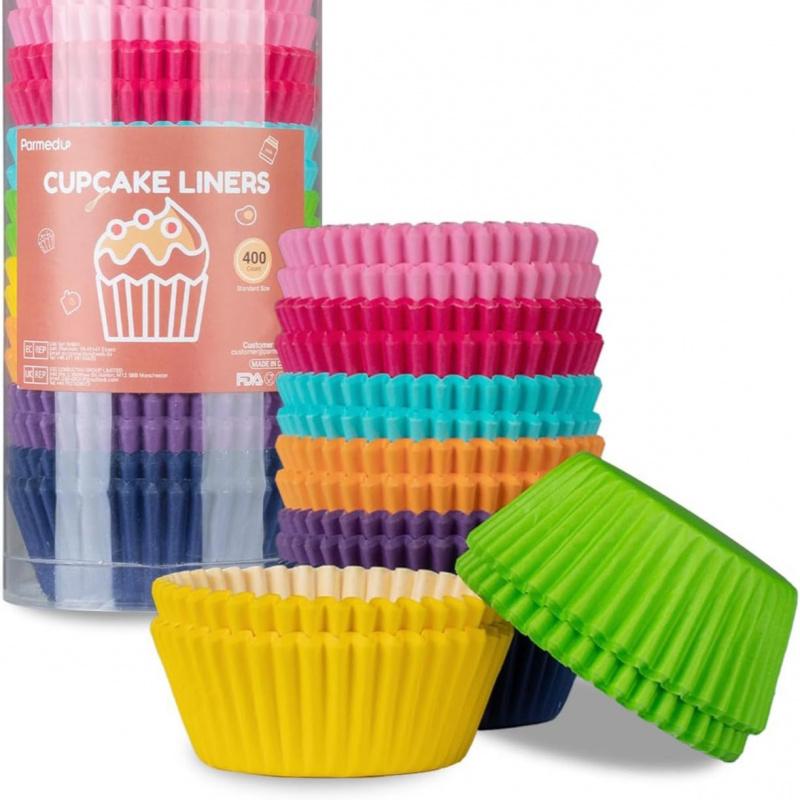 24Pcs,Premium Silicone Cupcake Backing Cups, 2.8 Inches Reusable Muffin Molds for Cakes Pastries 6 Rainbow Colors BPA Free Non Stick Food Grade