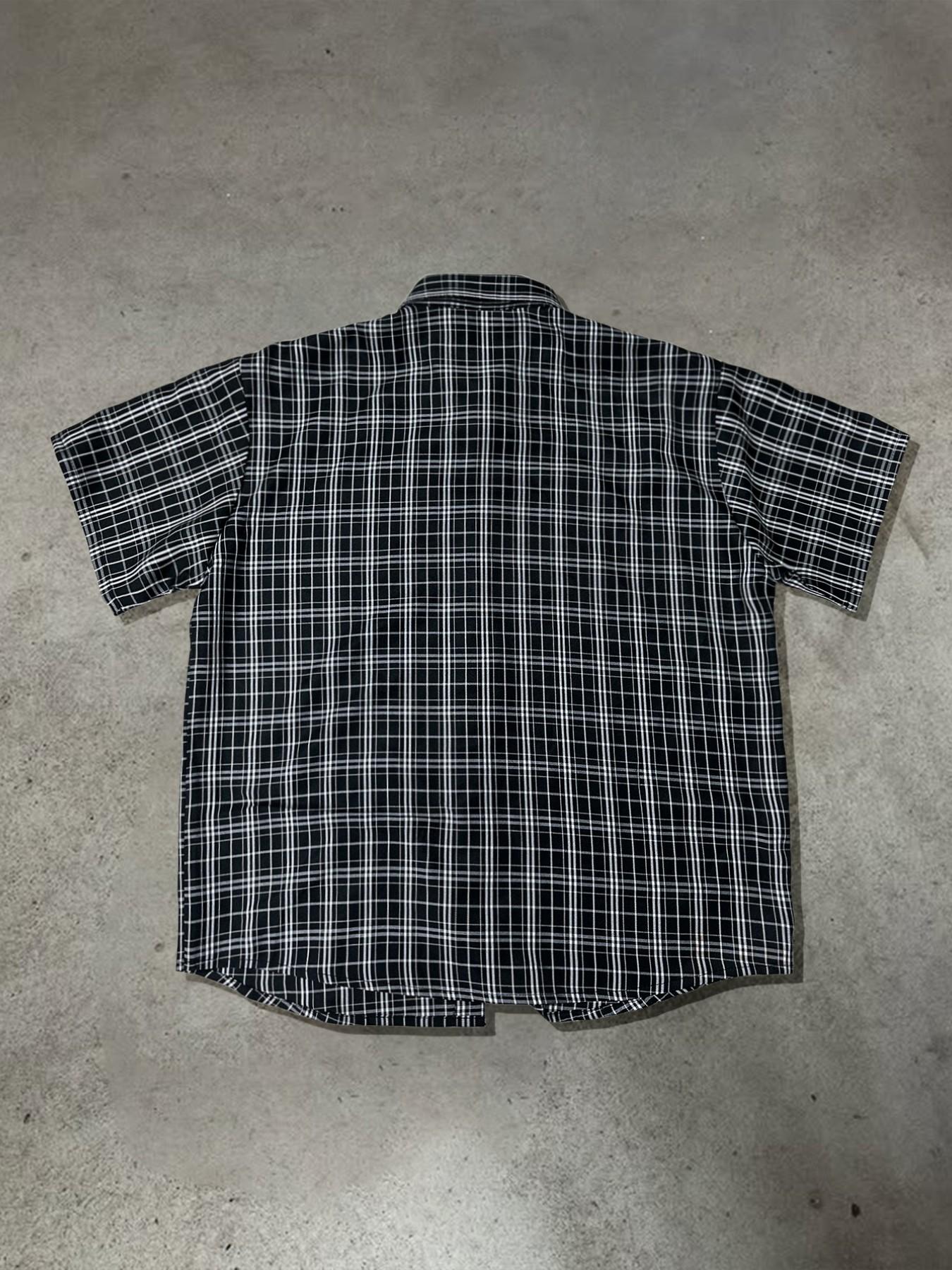 Men's Black White Plaid Short Sleeve Button Down Shirt, Y2K Vintage Checkered Collared Top, Casual Streetwear for Daily, Summer #springsaledeals2026 #summeroutfits #tiktokshopmademebuyit #menfashion