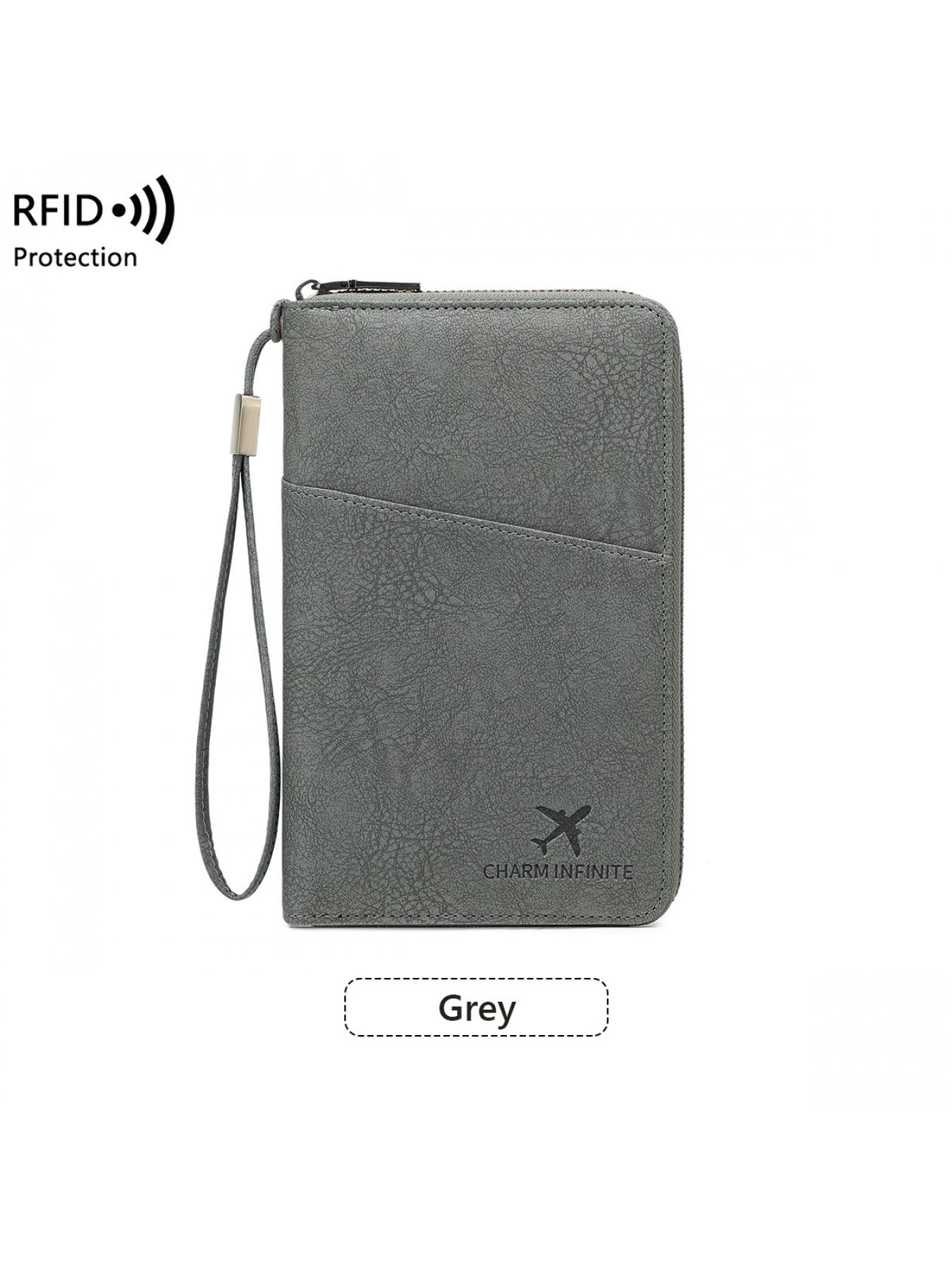 Multi-Functional Travel Document Organizer - RFID Blocking Long Zippered Passport Wallet, Passport Cover, Ticket & ID Storage Bag, Travel Document Holder