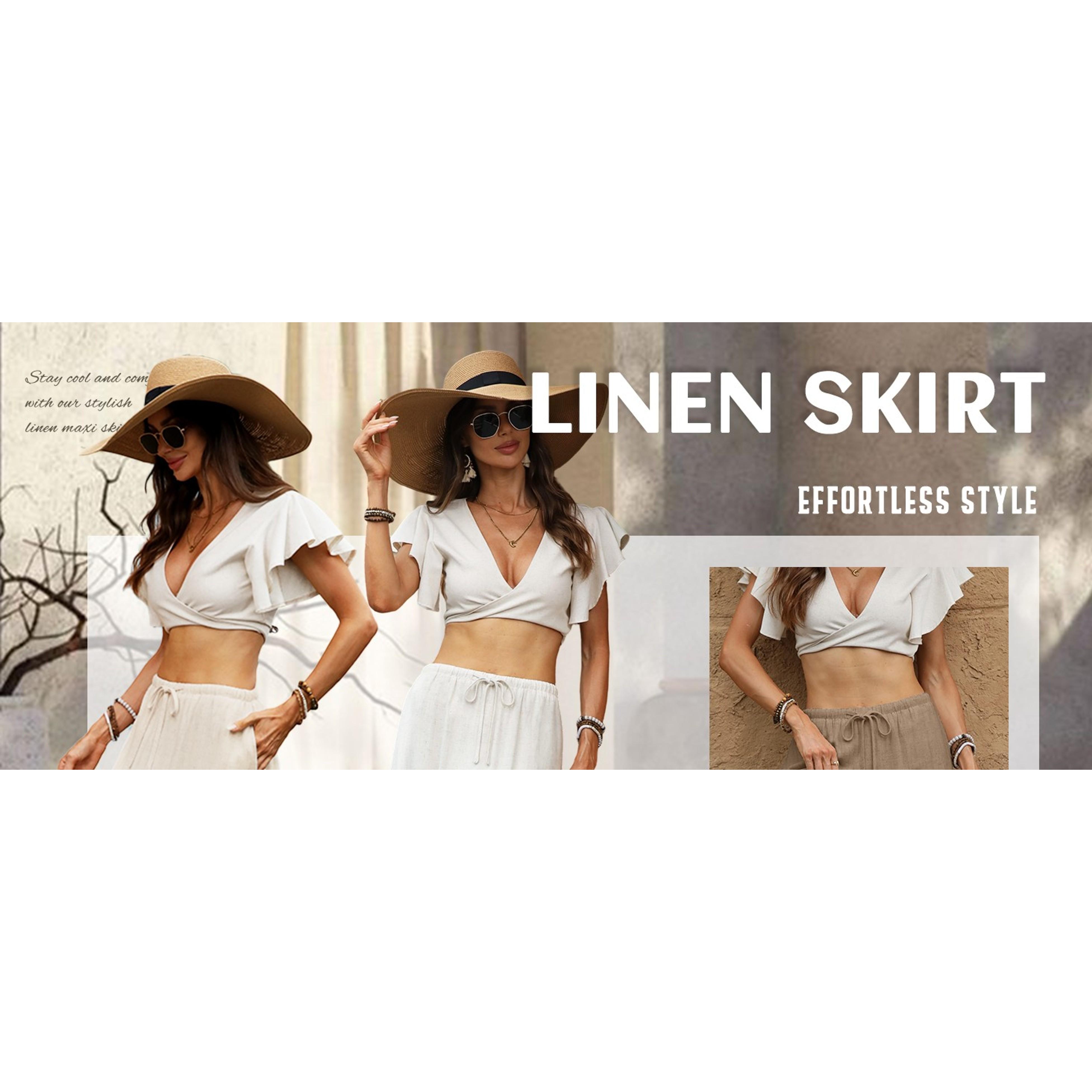 Linen Straight Maxi Skirt with Side Slit - Elastic Waist Drawstring Long Flowy Ankle-Length Skirt with Pockets(Gift) Linen Straight Maxi Skirt with Side Slit - Elastic Waist Drawstring Long Flowy Ankle-Length Skirt with Pockets(Gift)