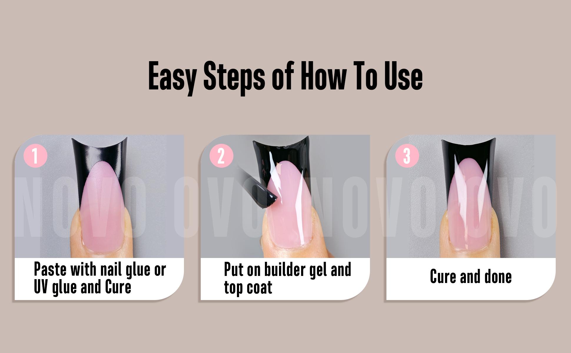 NOVO OVO White French Tip Duck Feet Nail Tips Full Cover for Press on Acrylic with Moon Curve, Thick Medim Long Pre-Etched Matter Flare Wide Soft Gel Fake False Nail Extension x 15 Sizes 150 pcs【NO GLUE ,TOP COAT AND LAMP INCLUDED】