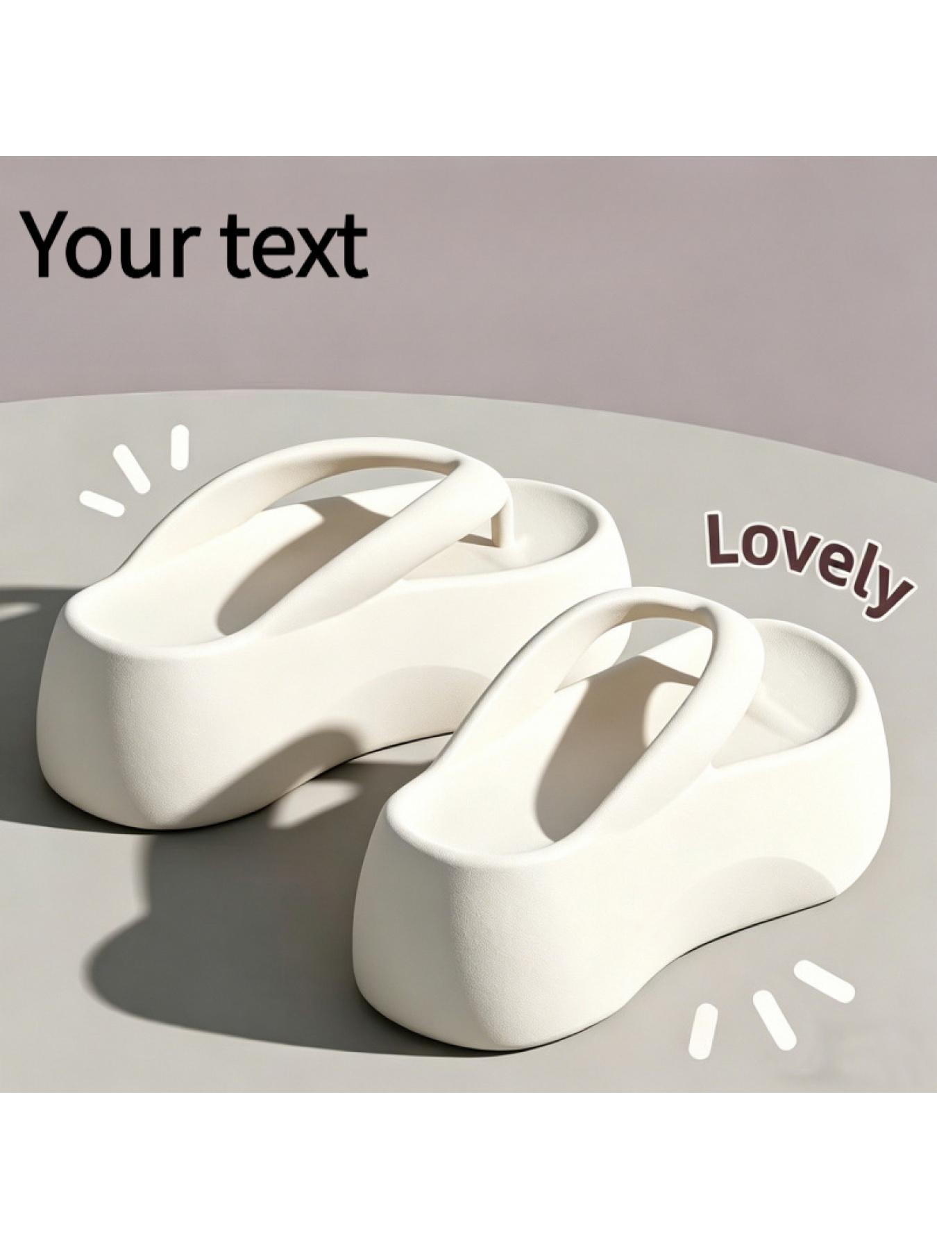 1 pair of thick-soled EVA flip-flops for women, summer outdoor wear, non-slip, height-increasing home sandals Footwear