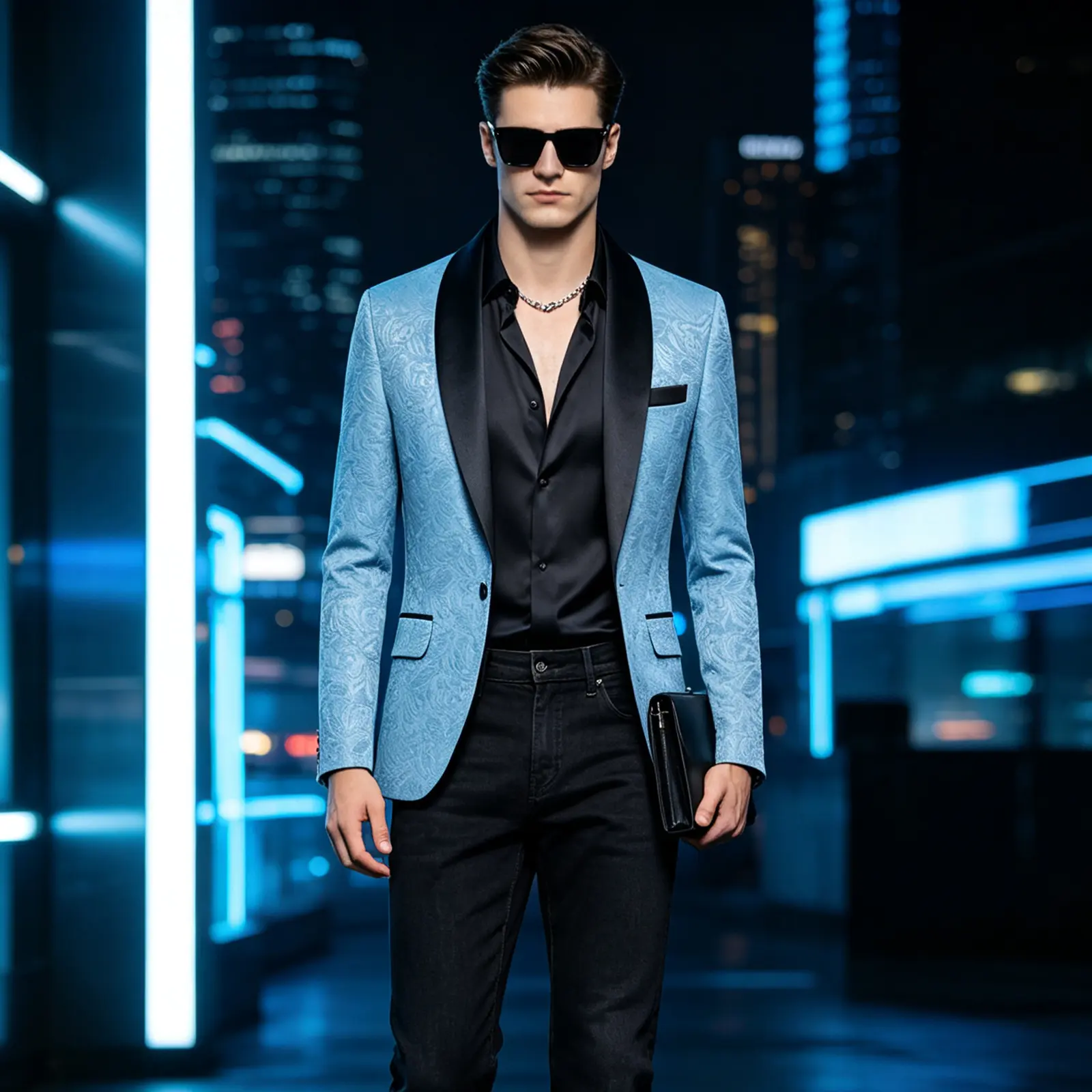 Men’s Luxury Textured Jacquard Weave Suit Jacket - Satin Black Shawl Lapel Single Blazer, Polyester Clothes with Button Front, Piped Pockets, Dry Clean Only for Dinner Club Gala Events