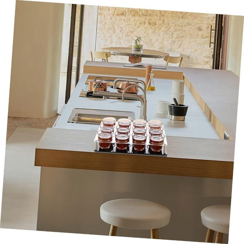 Acrylic Whiskey Display Rack for Home Parties, 12 Shot Glass Dispenser + Tray Combo, Space-Saving Design, Easy to Clean