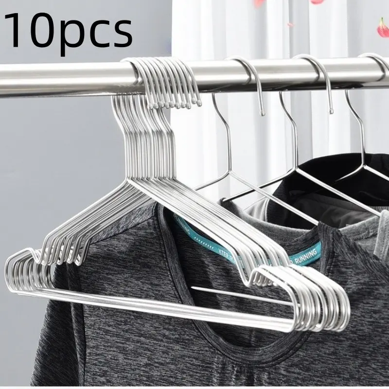10 Pack Clothes Hangers, Metal Hangers with Non Slip Notch, Ultra Thin Stainless Steel Clothing Hanger, Durable and Space Saving
