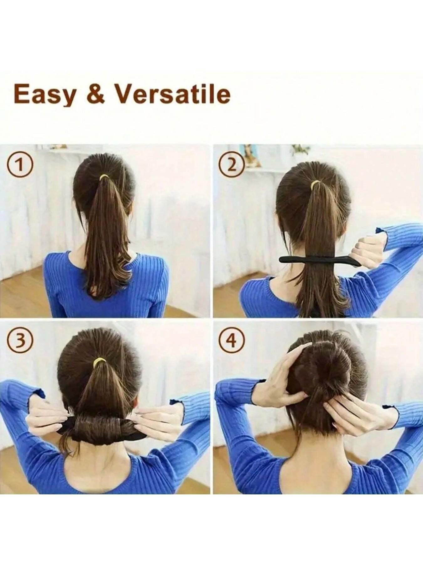 3/2/1pcs Boho Style Hair Bun Creators，Lazy Hair Curler Bun Clips Magic Beauty Hair Hairstyle Foam Sponge Donut Maker Ponytail Bun Maker - Non-Woven Fabric, No Power Needed, Perfect for Daily Use,Stylish Black Foam Rolls for Women,