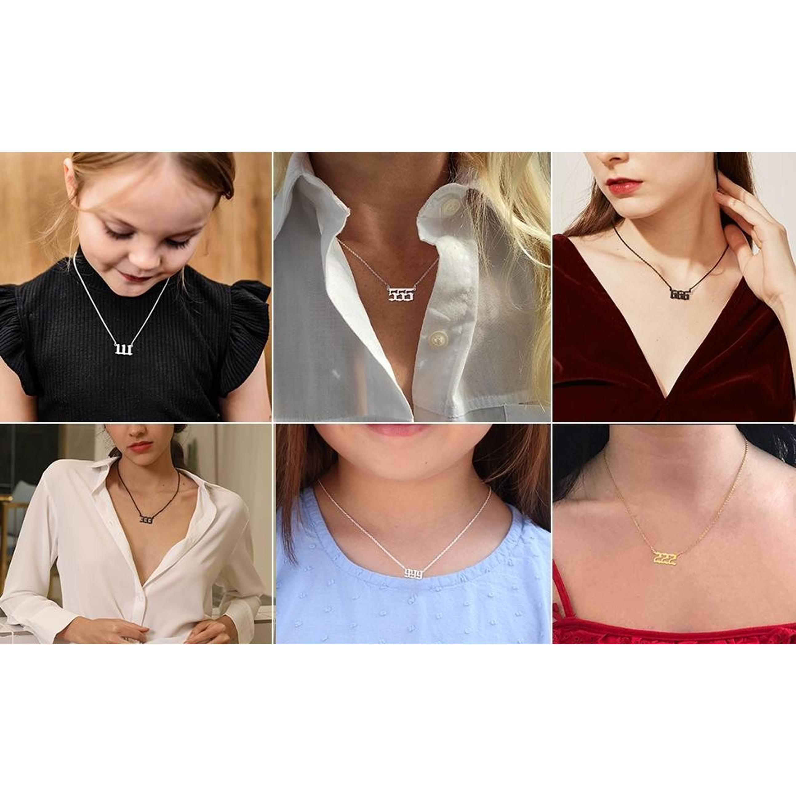 Exquisite Stainless Steel Angel Number Pendant Necklace for Women