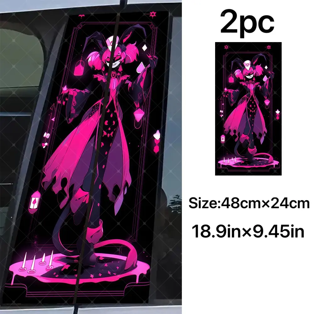 2pc Cartoon Joker Vinyl Stickers, Car B Pillar Protection Decals, Easy Peel Off, Sunproof Waterproof Scratch Resistant, All Models Compatible