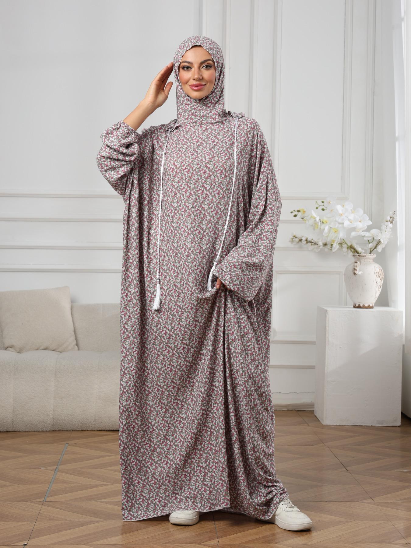 Middle East Fall Winter Hooded Drawstring Plus Size Fashion Floral Dress, Loose Fit Long Lantern Sleeves, Modest Style Dress, Modest Casual Wear, Hooded Arabian Dress, Muslim Women Gowns Middle East Fall Winter Hooded Drawstring Plus Size Fashion Floral Dress, Loose Fit Long Lantern Sleeves, Modest Style Dress, Modest Casual Wear, Hooded Arabian Dress, Muslim Women Gowns