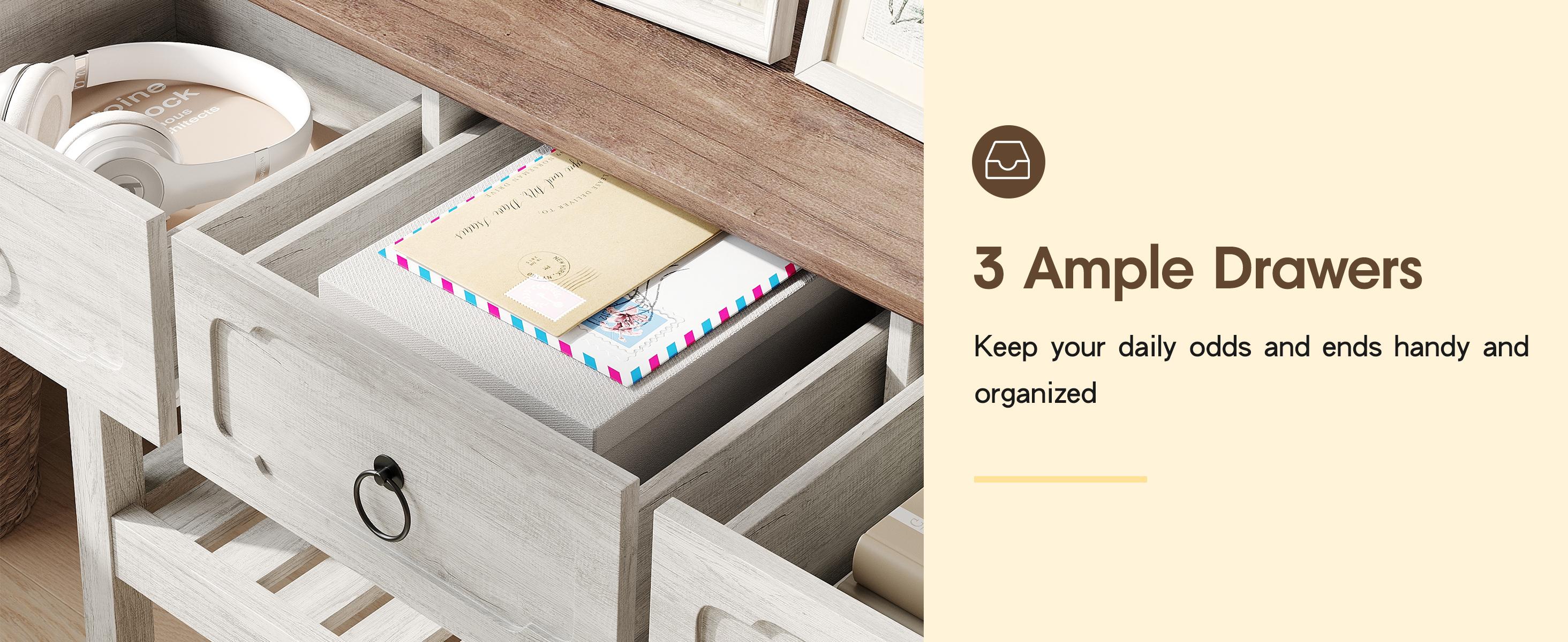 Vabches Entryway Table with Large Storage Space, Farmhouse Feel Console Table for Entryway, Sturdy & Reliable Structure Sofa Table, Easy to Assemble Entry Table