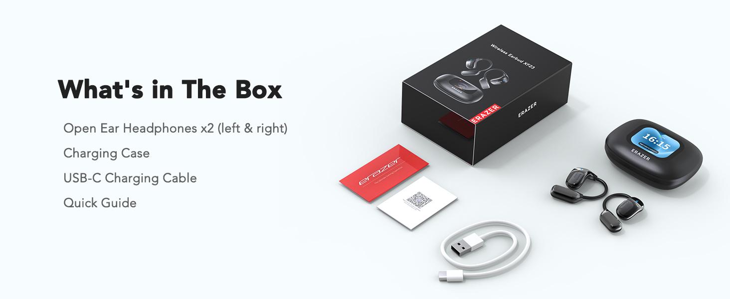 ERAZER XF23 AI translation earphones OWS earbuds, UVC ultraviolet disinfection, touch screen earphones, wireless Bluetooth earphones, HIFI stereo earphones for gaming, travel and sports, built-in microphone