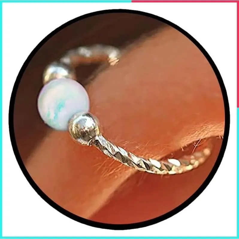 925 Sterling Silver Cartilage Earring - Thin Tiny 20 Gauge 8mm White Opal Helix Hoop - Handmade Piercing Jewelry for Women - Gift Ready