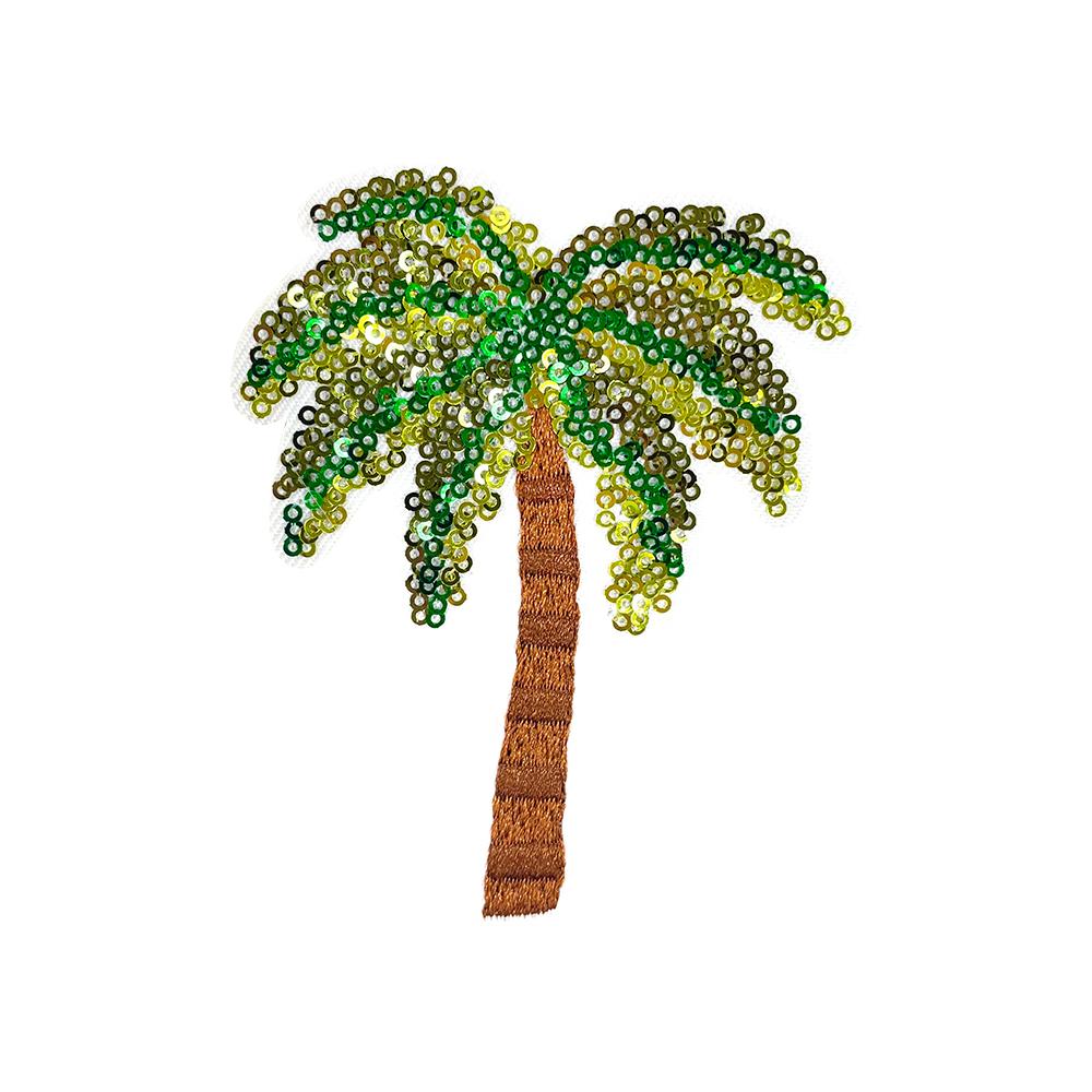 5Pcs Sequins Coconut tree Iron on Patches Embroidery Applique Clothing Shiny Decoration Sew on DIY Accessories for Hats Jeans Jackets Bags