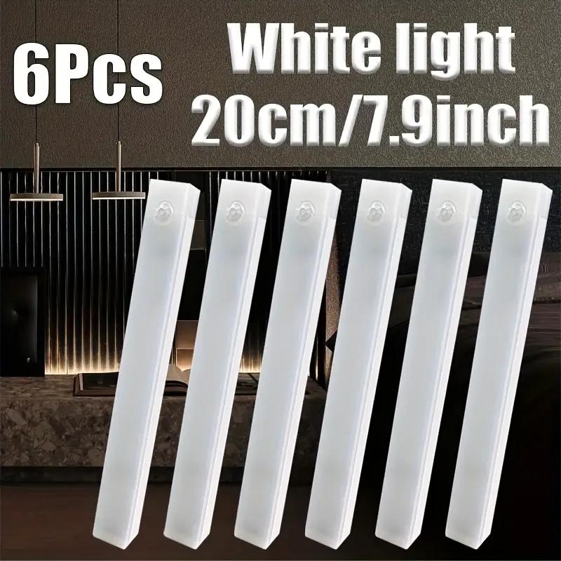 6-Piece LED Motion-Sensor Strip Light Set, USB Rechargeable Adjustable Indoor Lighting for Closet, Cabinet, Kitchen, Desk, Night Light, Hallway and Stairs
