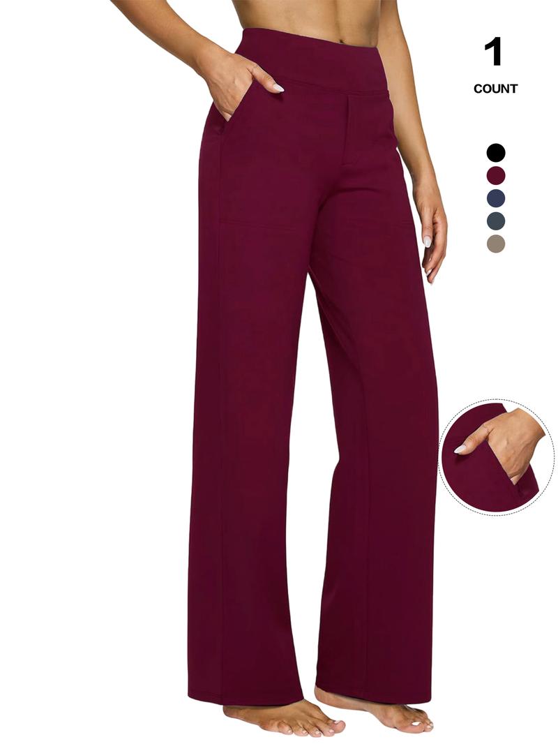 2026 Women's Casual Business Dress Pants, Stretchy High Waist Wide Leg Trousers, Work Office Wear with Pockets, Stylish & Comfortable