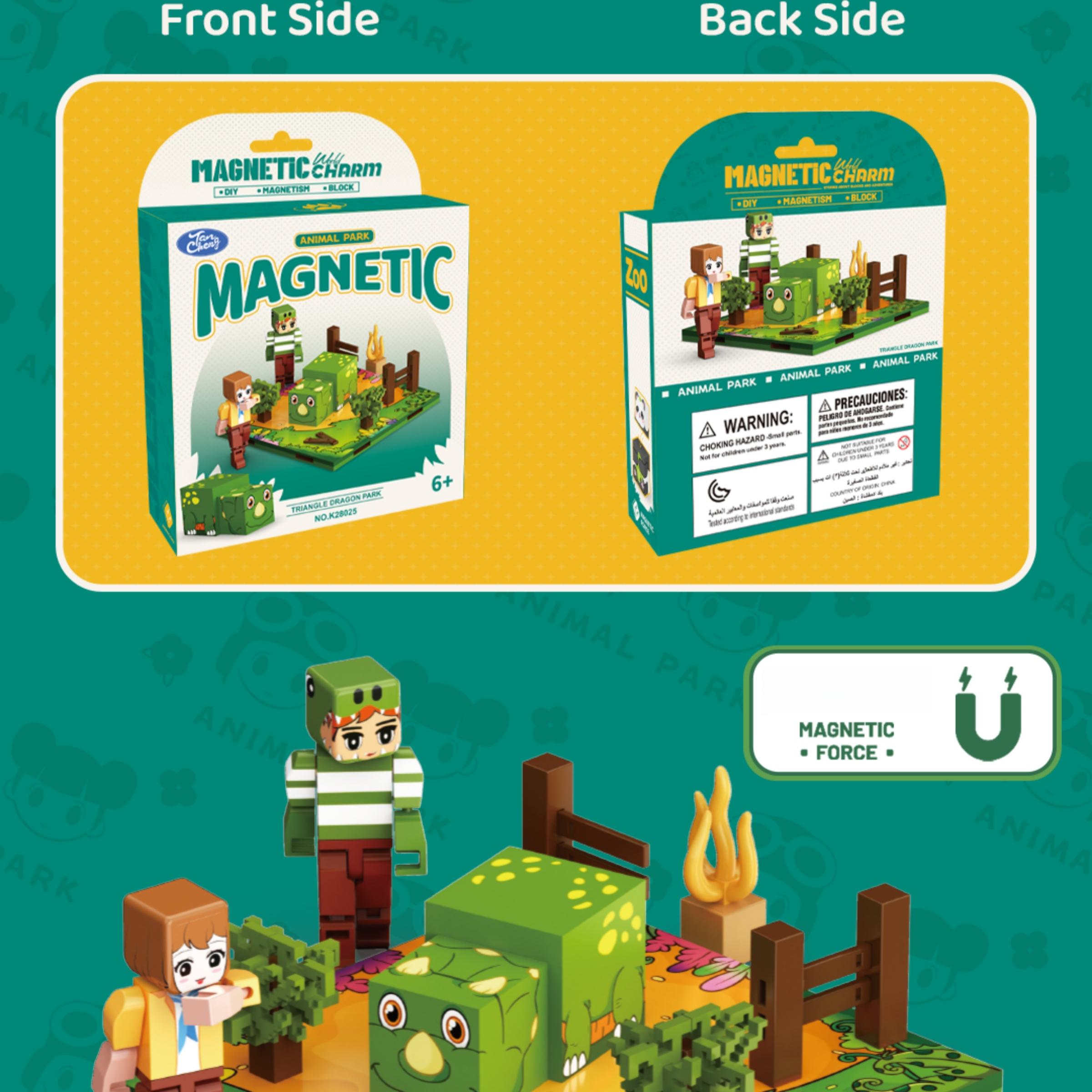 Magnetic Building Blocks Puzzle Toy, DIY Model Kit for Kids, Minecraft Inspired Rhino Scene, Educational Gift for Boys and Girls Magnetic Building Blocks Puzzle Toy, DIY Model Kit for Kids, Minecraft Inspired Rhino Scene, Educational Gift for Boys and Girls