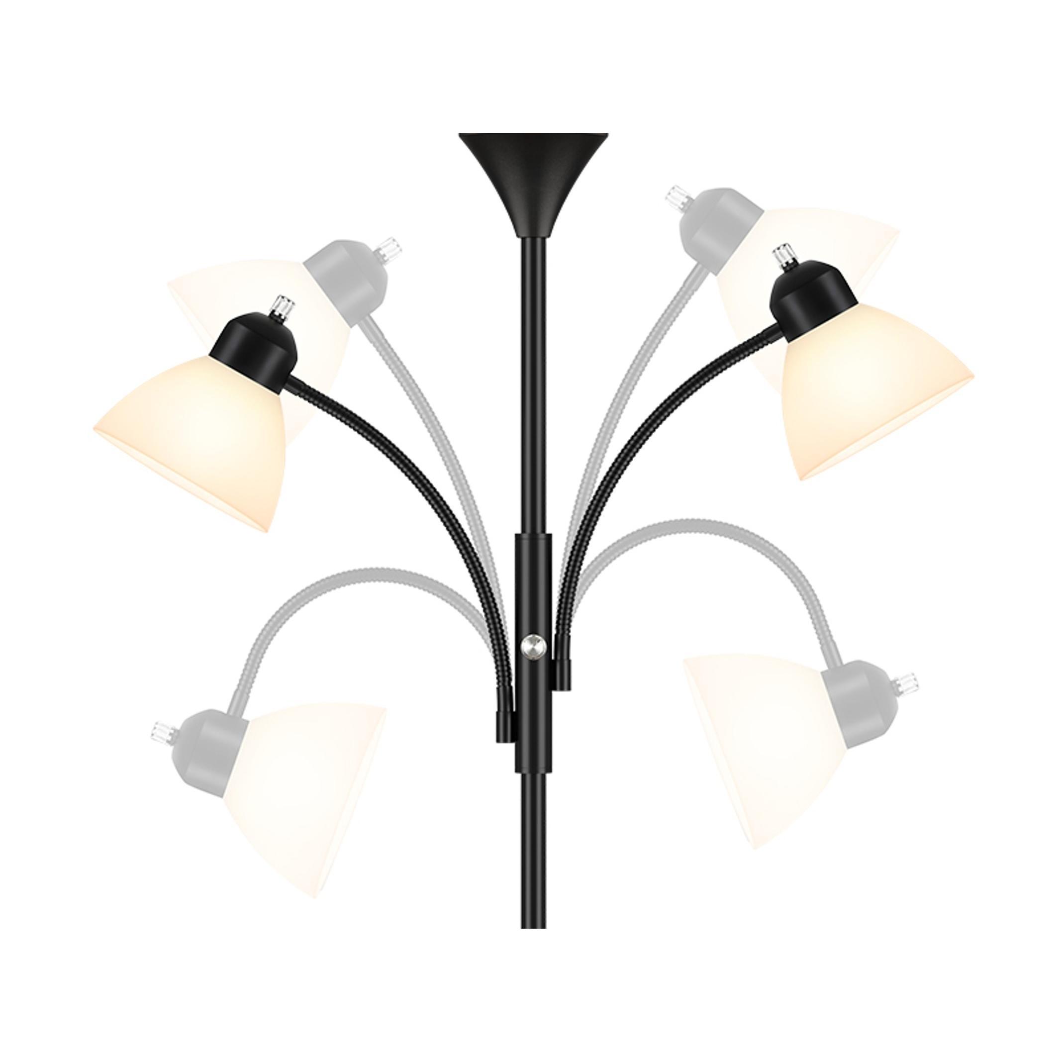 Torchiere Floor Lamps for Living Room,72" Dimmable Lamp with 2 Adjustable Reading Lights for Bedroom, Black Tall Standing Room Lamp, 3 Bulbs Included