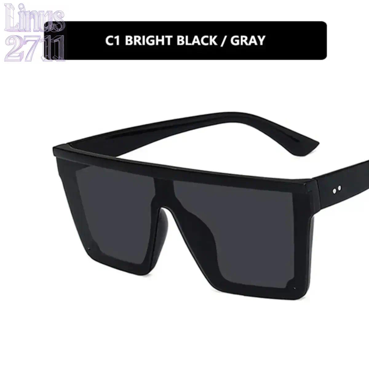 Vintage Male Flat Top Sunglasses Men Brand Black Square Shades UV400 Gradient Sun Glasses For Women Cool One Piece Designer