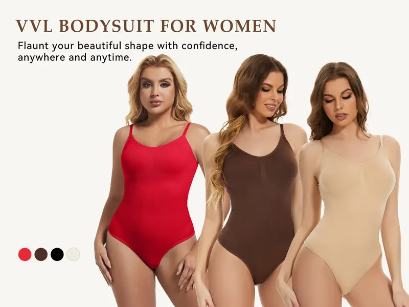 Product Introduction of VVL Women's Seamless Brief Thong Shapewear Bodysuit, Basic Fashion Round Neck Sleeveless Body Shaper with Tummy Control, Butt Lift & Breathable Mesh Fabric 0