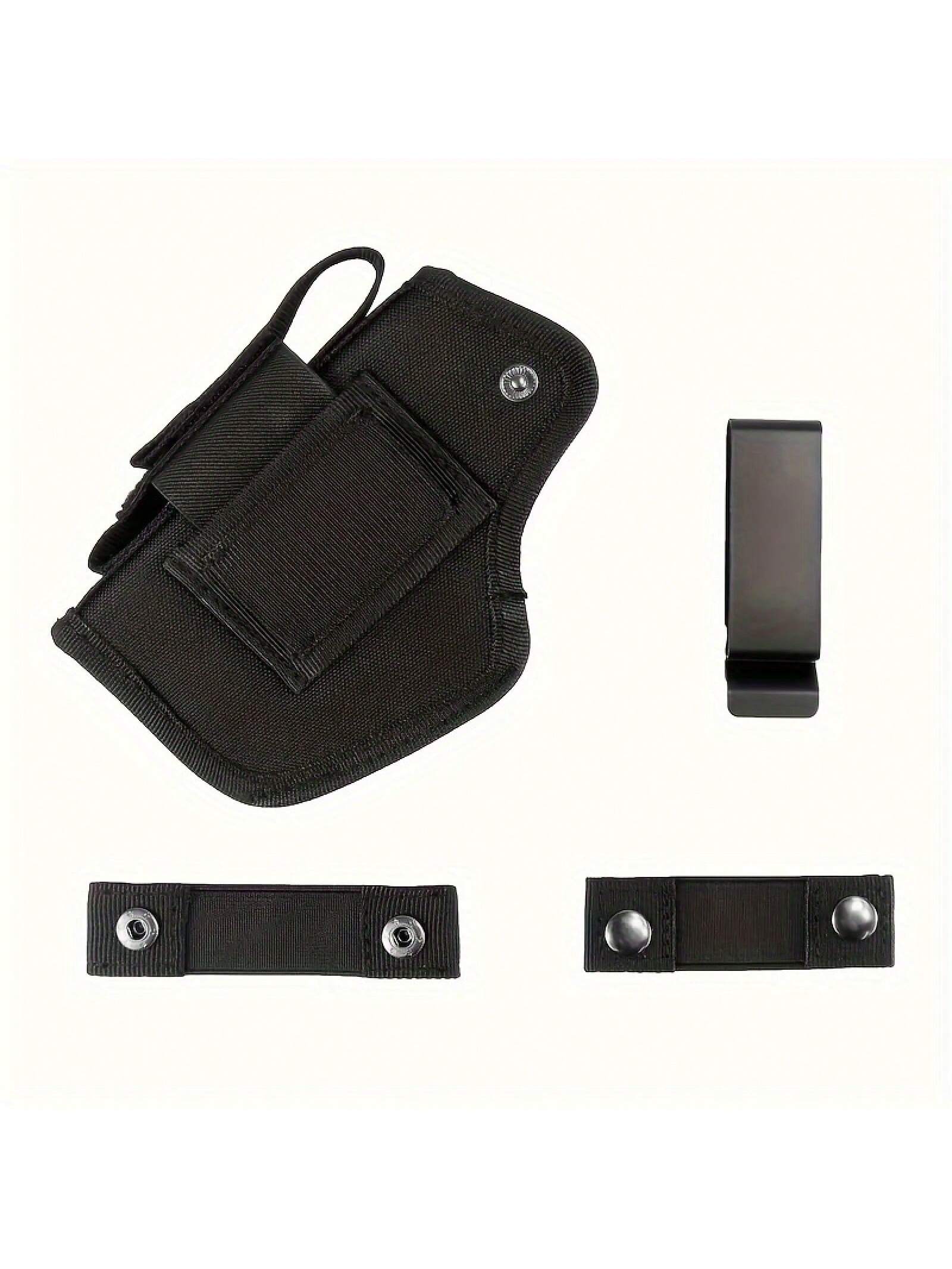 Double-sided gun holster, 1 piece - Classic style - Black sheepskin blend strap with snap fastener - Concealed carry gun holster for outdoor CS scenarios, outdoor gun accessories