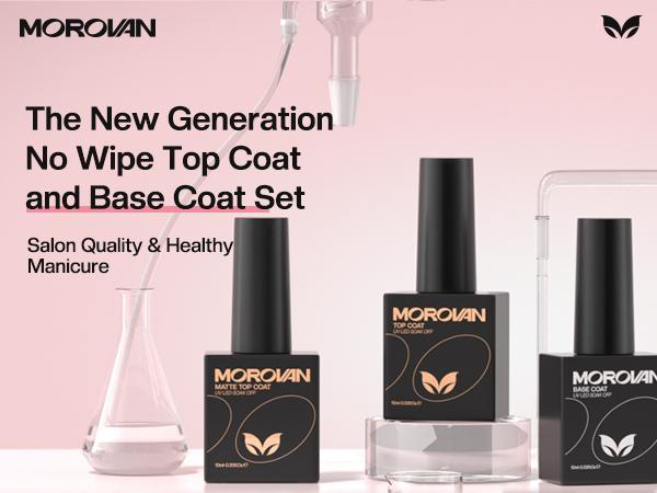 Morovan Gel Base Top Coat: No Wipe Gel Shine Matte Top and Base Coat Set - Soak Off Nail Lamp Long Lasting Top Coat Nail Polish and Gel Base Coat for Women Salon DIY Morovan Gel Base Top Coat: No Wipe Gel Shine Matte Top and Base Coat Set - Soak Off Nail Lamp Long Lasting Top Coat Nail Polish and Gel Base Coat for Women Salon DIY