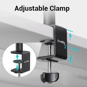 SmallRig Camera Desk Mount Table Stand 15"-35" with 1/4" Ball Head, Adjustable Light Stand, Tabletop C Clamp for DSLR Camera, Ring Light, Live Streaming, Photo Video Shooting 3488 Tripod Stabilizer Smartphone