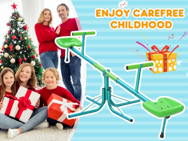 Bearbro seesaw, Sit and Spin Teeter Totter, 200 Lbs Heavy Duty 2026 Upgraded Model, Kids Outdoor Playground Equipment, Outside Toys, Swiveling 360 Degrees Rotating for Kids 4-8 Safety Certified