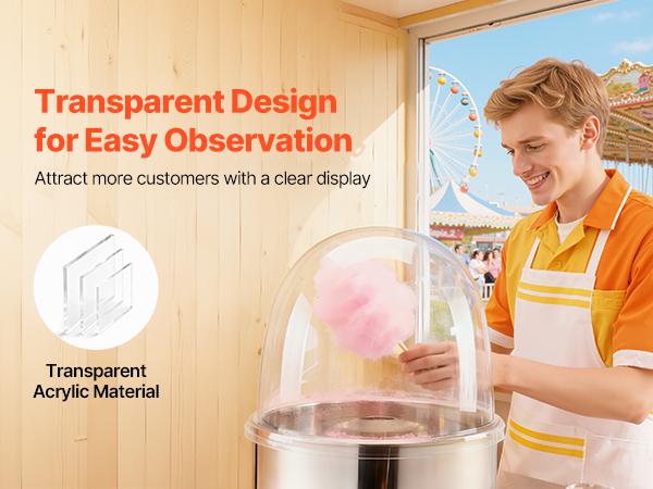 VEVOR Cotton Candy Machine Cover, Transparent Acrylic Dome Bubble Shield, Cotton Candy Machine Bubble Shield Compatible with 15inch Cottons Candies Machines Bowl for Party, Shops, Bottom Groove Design VEVOR Cotton Candy Machine Cover, Transparent Acrylic Dome Bubble Shield, Cotton Candy Machine Bubble Shield Compatible with 15inch Cottons Candies Machines Bowl for Party, Shops, Bottom Groove Design