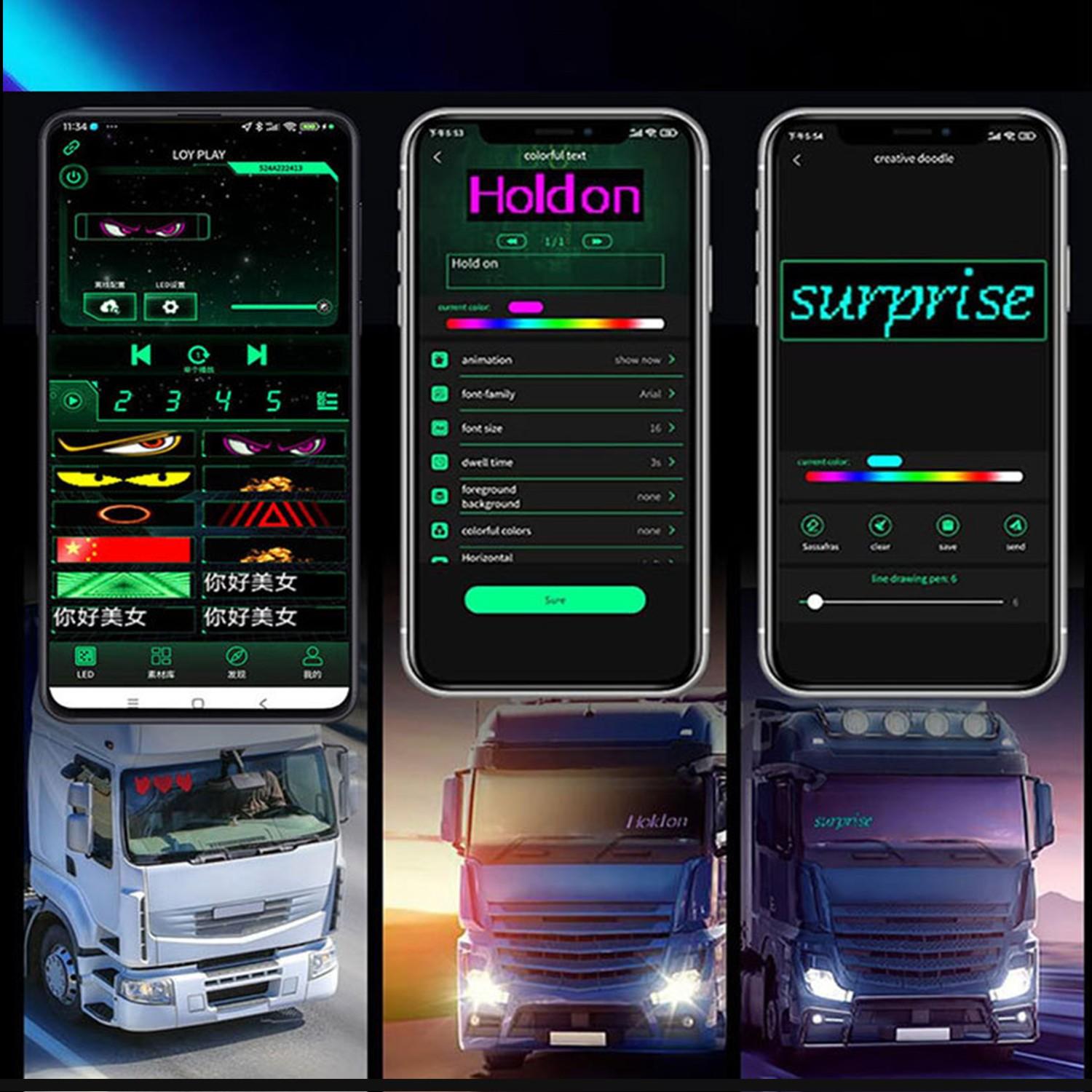 Programmable LED Flexible Screen, Car Electronic Display, Soft Screen Window Glass Decoration Light, USB Plug, APP Programming, Universal Fit, LED Lights