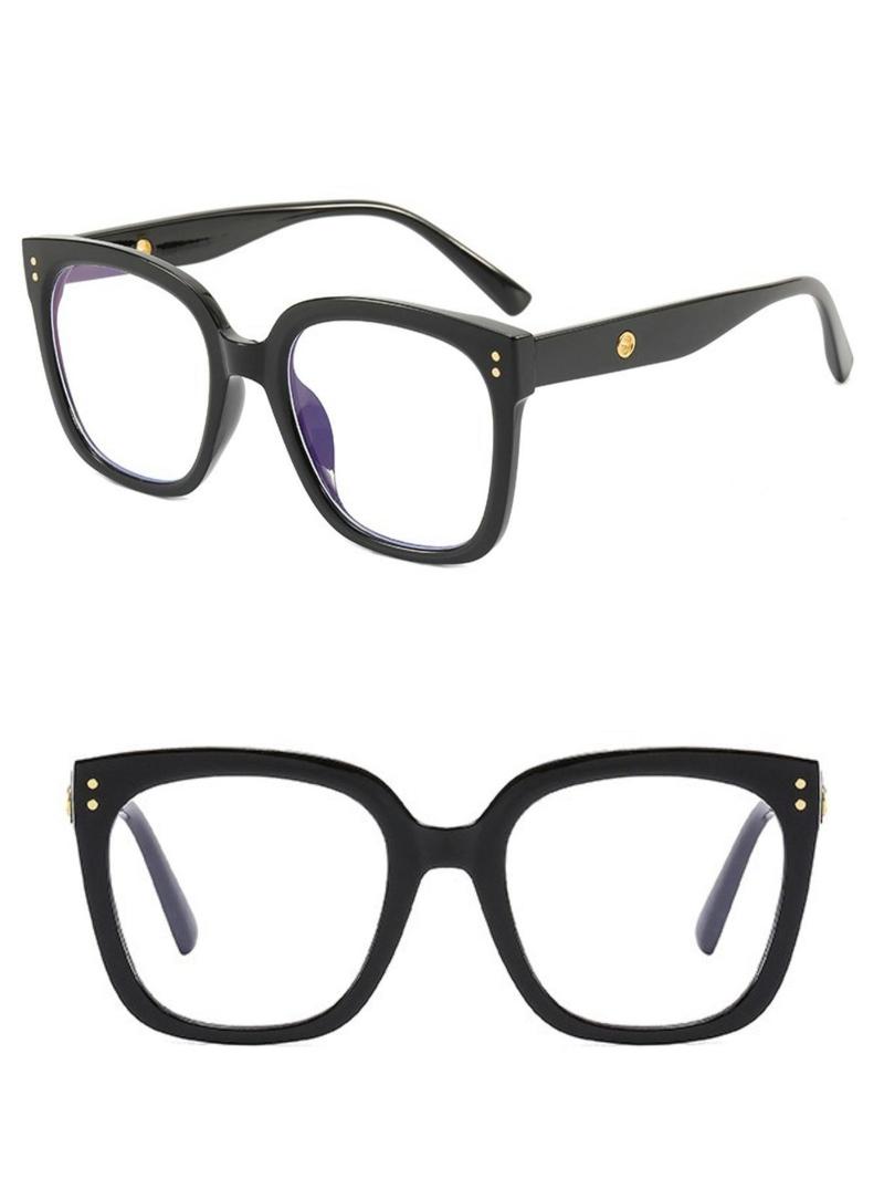 Women's Square Hollow Out Flat Lens Anti-Blue Light Glasses, Casual Leopard Pattern, Polycarbonate Frame, Suitable for Photography and Daily Wear