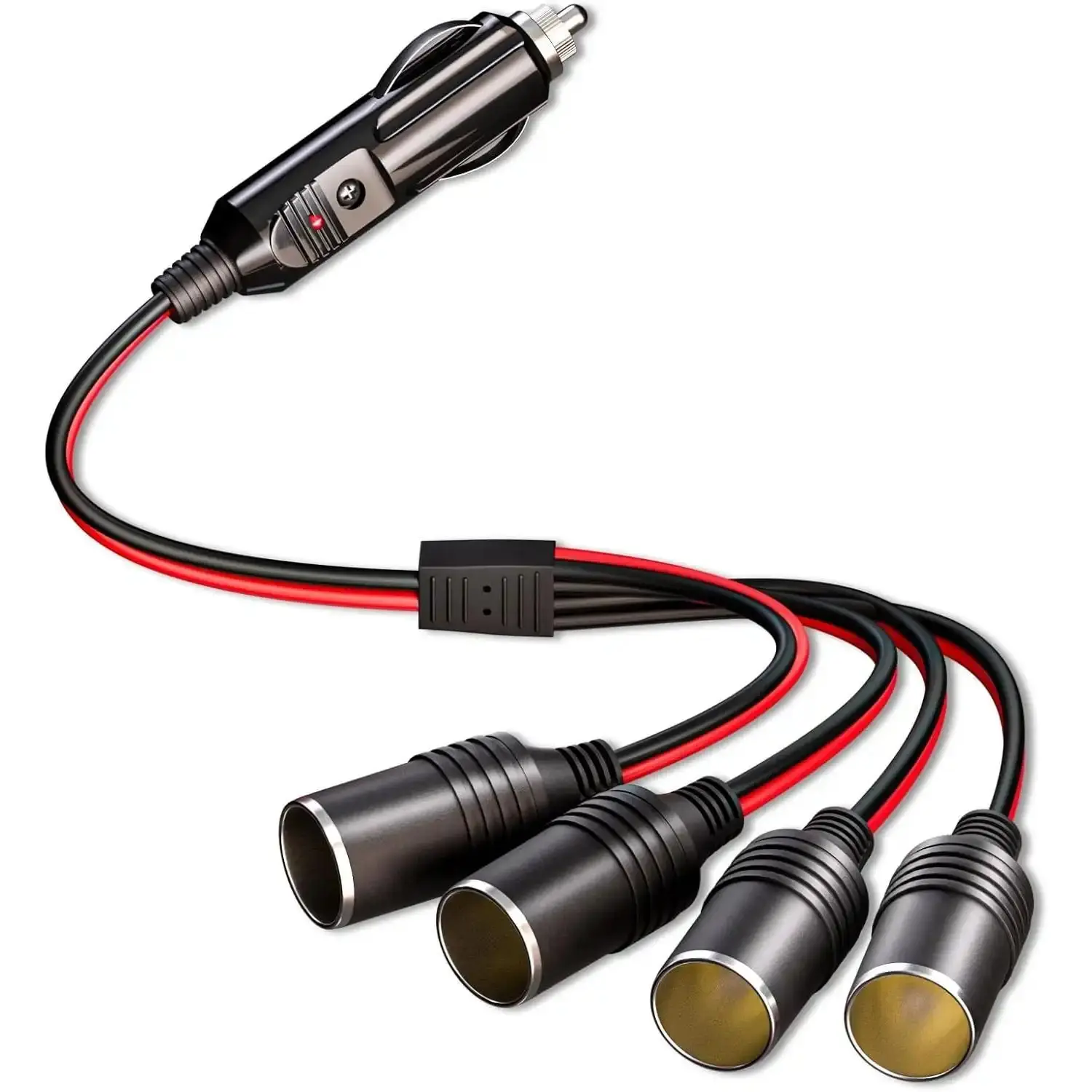 Car Cigarette Lighter Splitter 1 to 4 12V 24V Power Charger 4 Way Socket Splitter Cigarette Lighter Extension Cord Cable