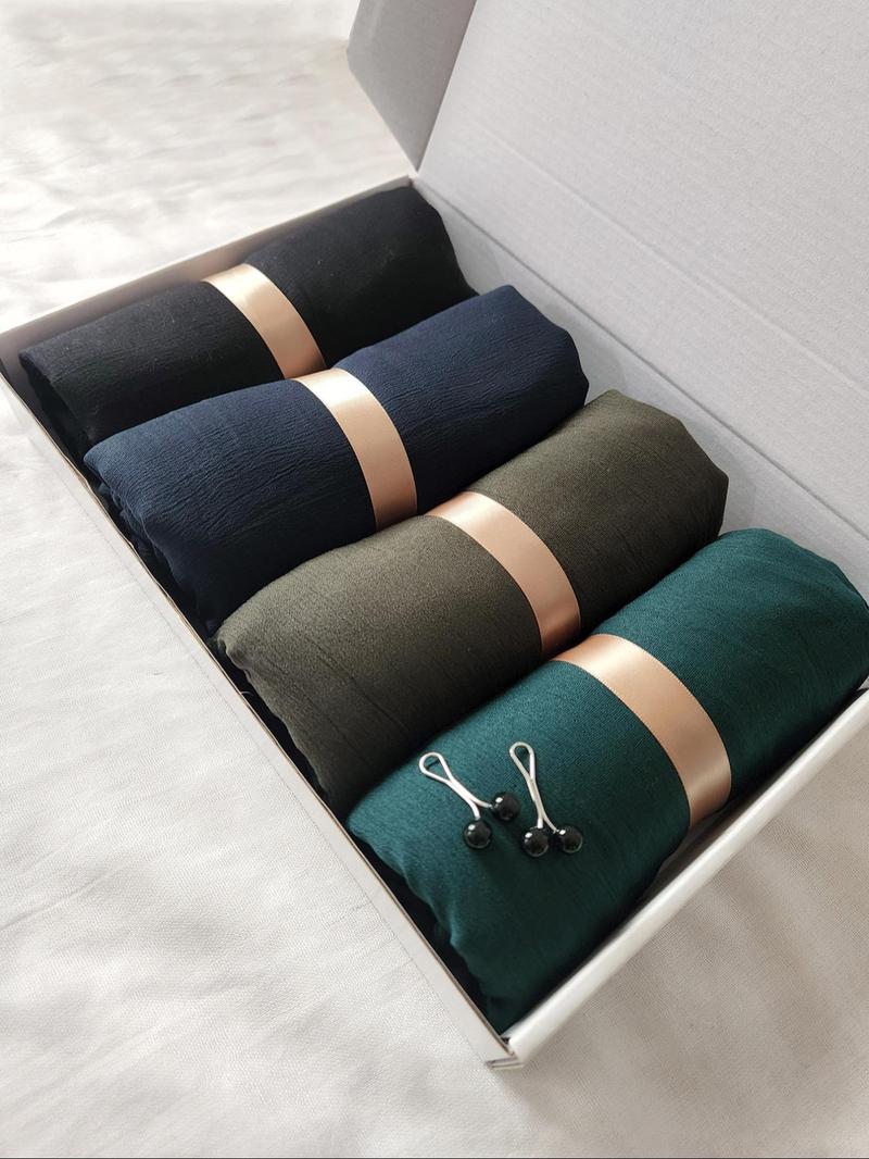 Women's Plain Jersey Head Scarf Set, Breathable & Comfortable Design, Suitable for All Occasions, Includes 2 Scarf Clips, Modest Style