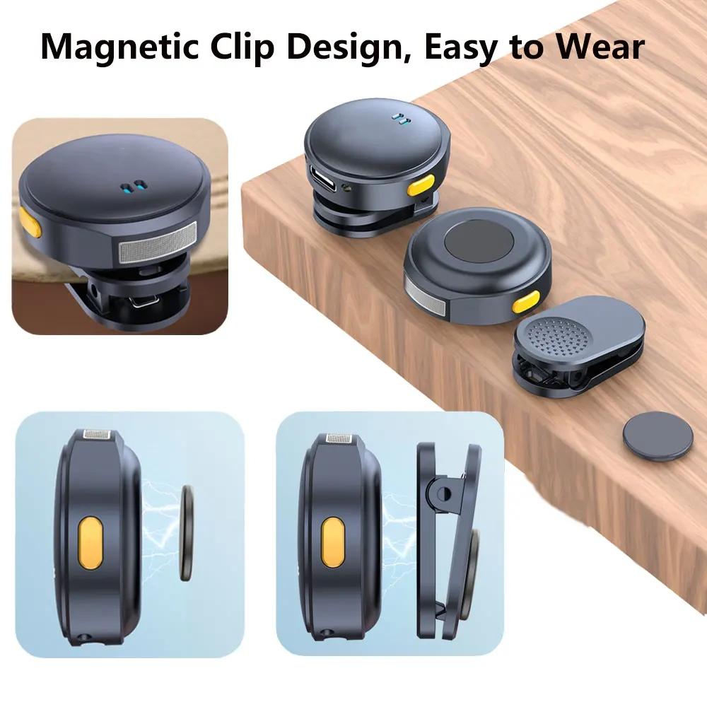 Lapel Lavalier Professional Dual Wireless Microphone Buttonhole Tie Mic Mini For iPhone Android Phone Cell Mobile PC Micro Audio USB Rechargeable Mic