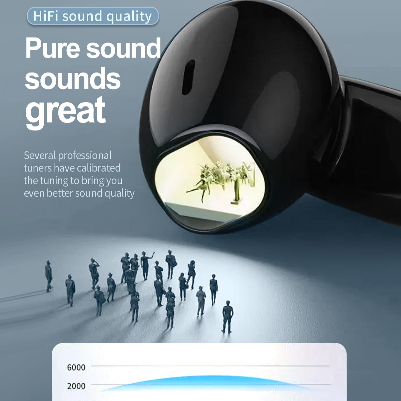 Wireless Earbuds Mini Stereo In-Ear Headphones, Type-C Charging Case, Compatible with iPhone & Android, Ideal for Gaming & Sports