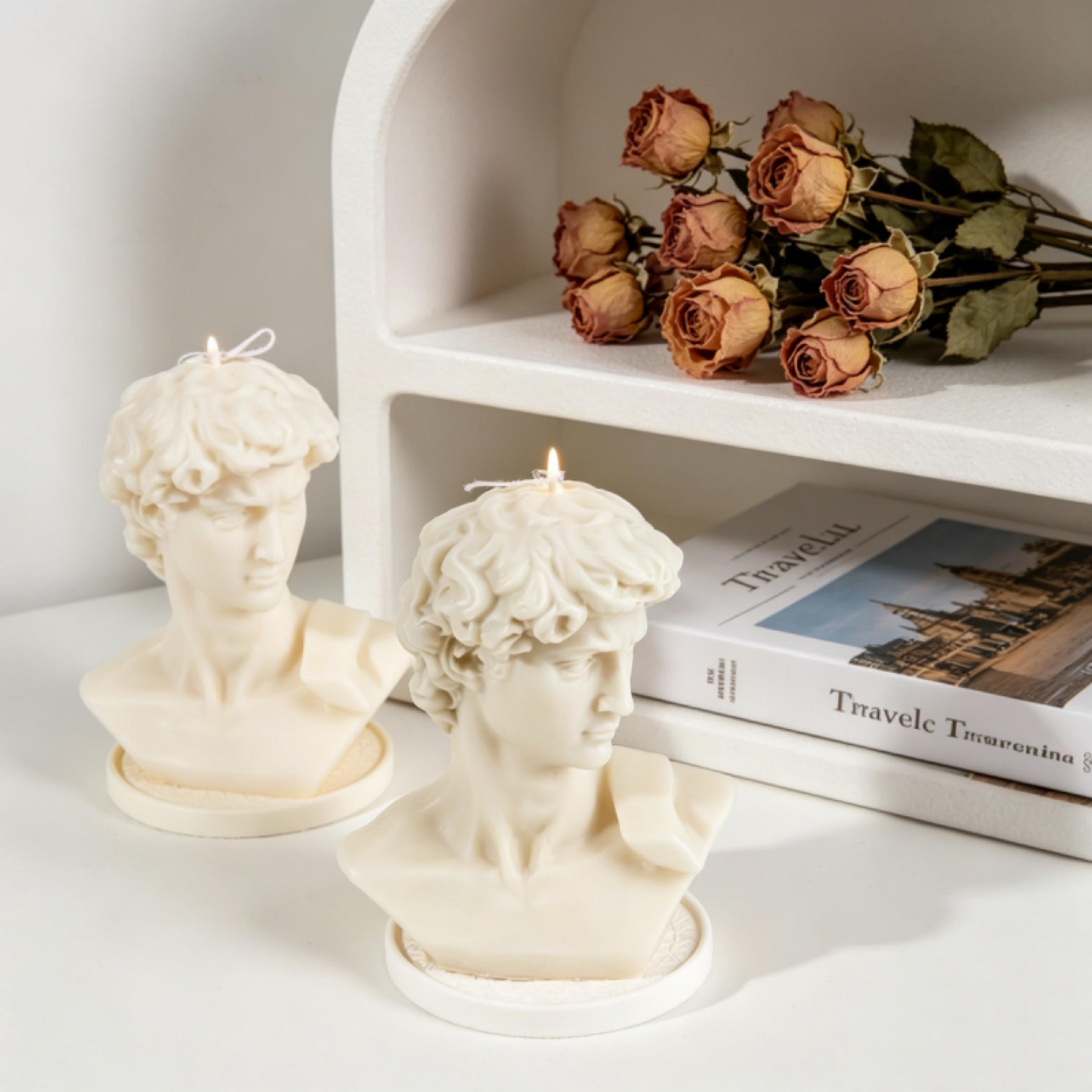 Nordic Style David Statue Candle Silicone Mold 3D Blindfolded Girl Candle Mold Half-length Figure Soap Mould European Gypsum Sculpture Mold Art Living Room Decor