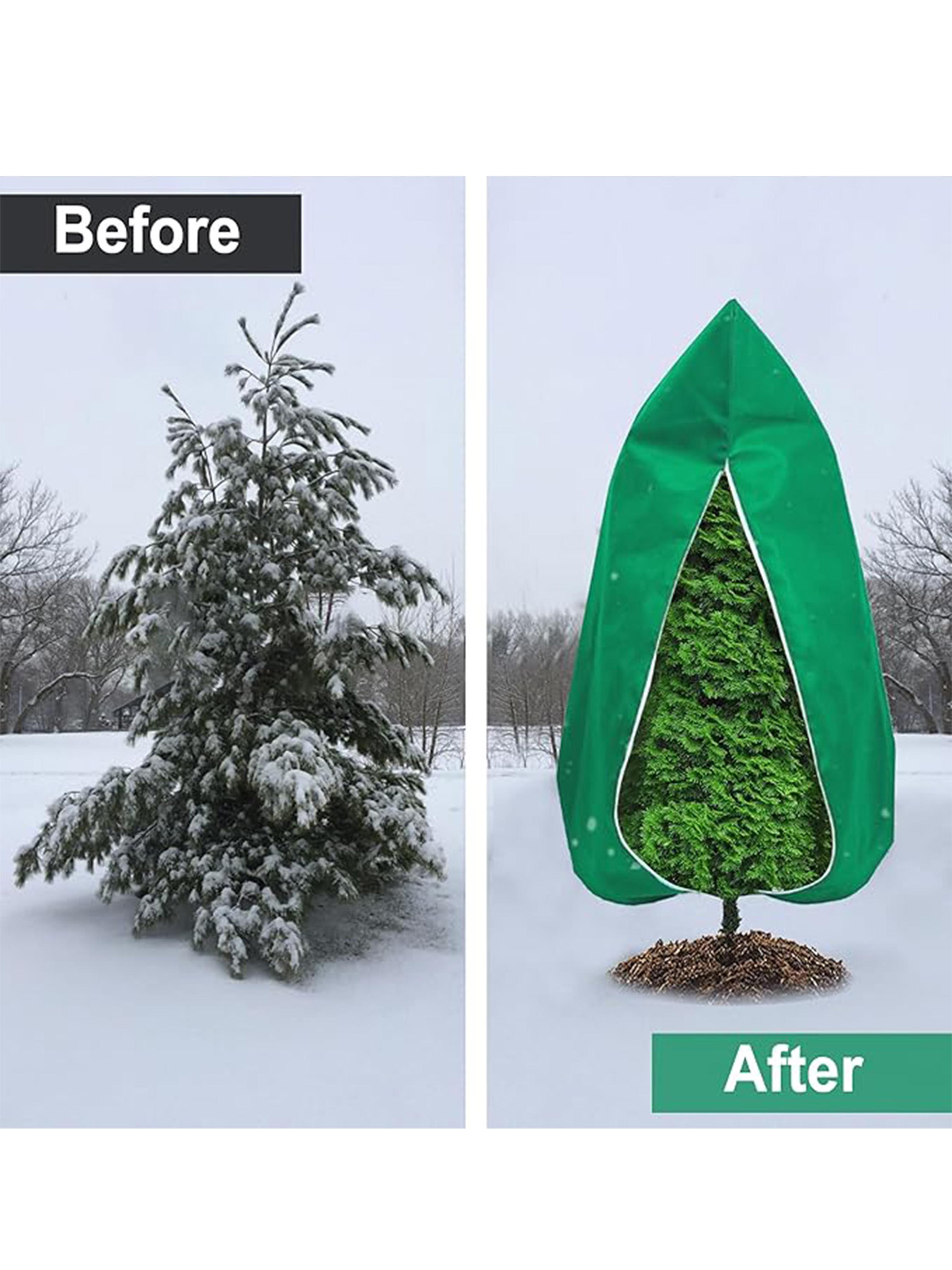 Plant Frost Cover with Zipper Drawstring, Reusable Outdoor Plant Freeze Protection Bag, Thickened Plant Protector for Winter