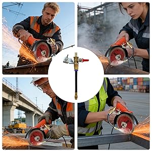 GJANSH Angle Grinder Dust Remover Water Sprayer, 3.9" (10cm) Aluminum & Brass Misting Attachment, Dual-Mode Adjustable Water Feed for Cutting Tile, Concrete, Marble & Stone