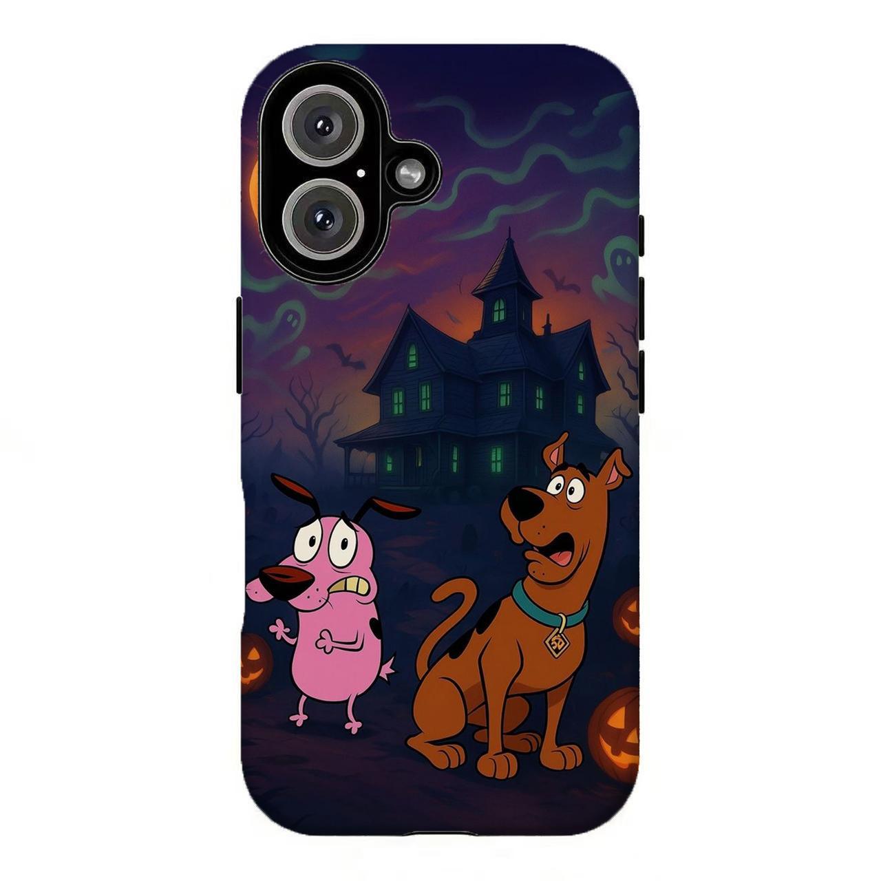 FL-Retro Scby-D00 & C0urage the C0wardly Dog Horror Collage Phone Case,Nostalgic 90s Cartoon Tough Case For iPhone 11 12 13 14 15 16 17 Air Pro Max for Samsung S26 S25 S24 S23 S22 S21 Case,Gift for her/him/fans