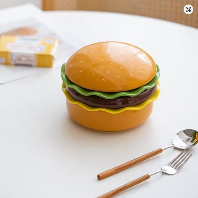 New Stackable Ceramic Burger Plate Mini Multicolor Hamburger Plate Set Easy to Clean 5-Layer Divided Plates