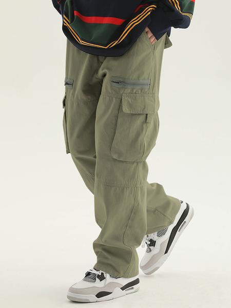 Trendy Multi-Pocket Zipper Work Pants, American Vintage Straight Leg Cargo Pants, Street Style High-Street Casual Trousers